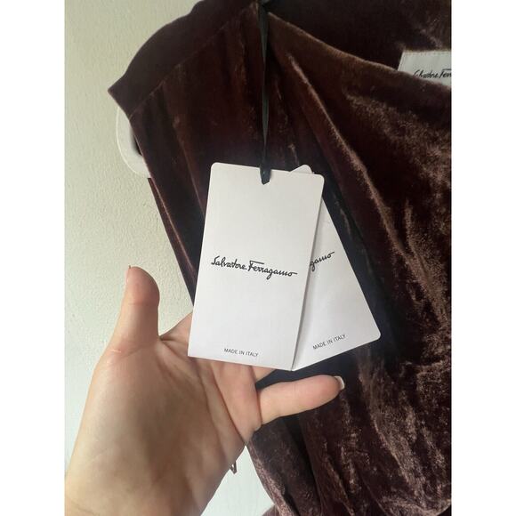 Salvatore Ferragamo Belted Draped Velvet Crushed-velvet Dress Size 40 (US 6 )NWT - Picture 15 of 15